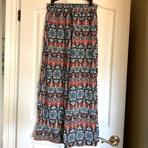 Printed Wide-Leg Drawstring Pants